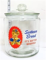 Round glass Sunbeam Bread canister w/ glass lid