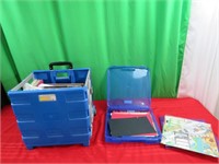 Scrapbooking items in tote on wheels