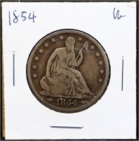 1854 arrow date seated liberty half dollar