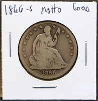 1866S seated liberty half dollar