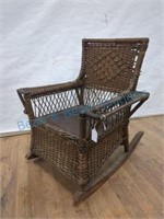 Antique child's rocking chair leather seat