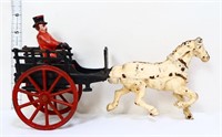 Vintage Cast Iron Buggy W/Horse & Rider