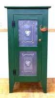 Painted green 1 door country cabinet