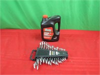 Metric wrenches, 1/2 gal tranny fluid