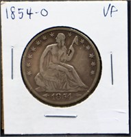1854O arrow date seated liberty half dollar