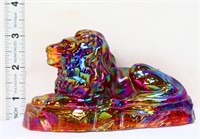 Fenton red carnival glass lion