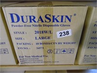 DURASKIN GLOVES, CASE OF 10 BOXES SIZE LARGE