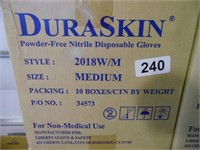 DURASKIN GLOVES, CASE OF 10 BOXES, SIZE MEDIUM.