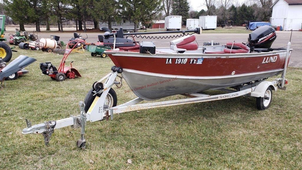 '88 Lund 14' Boat w/ Mercury 4 Stroke 25HP Motor