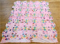 Vntg hand stitched wedding ring quilt see pics