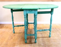 Vntg green painted drop leaf gateleg table see pic