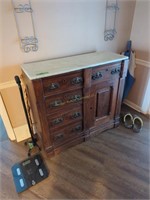 Victorian Walnut Marble Top Sideboard Located
