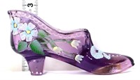 Fenton purple shoe w/ hand painted flowers