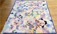 Vntg hand stitched multicolor quilt, see photos