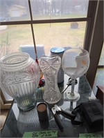 Glassware On Top Of Table Vases Etc As Shown