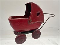 Vintage metal and wood baby buggy