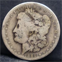 1884O Morgan silver dollar