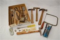 Various hand tools, tape measures, clamps & misc