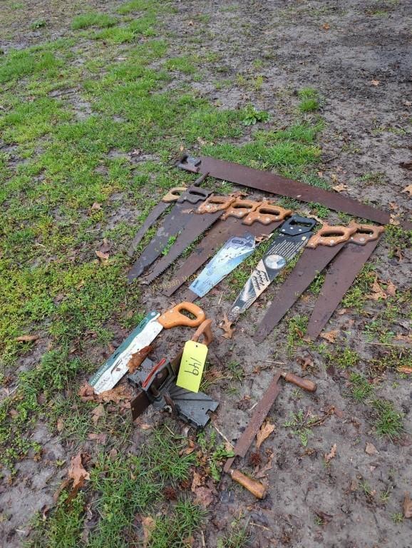 Lot Of Vintage Hand Saws Located 8415 Hearn Pond
