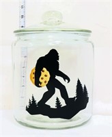 Round glass Bigfoot canister w/ glass lid