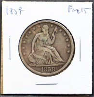 1858 seated liberty half dollar
