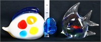 Lot of 2 colorful art glass fish