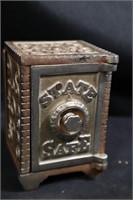 Early nickel plated cast toy bank Sate safe