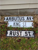 Three Vintage Metal Street Signs As Shown