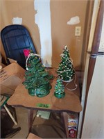 Three Ceramic Christmas Trees Located 8415