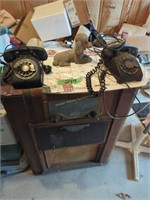 Vintage Upright Radio And Rotary Telephones