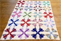 Vntg hand stitched multicolored x's quilt see pics