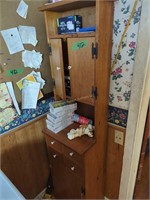 Pine Wall Cabinet Contents And Bulletin Board