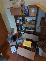 Small Bookcase Contents. Lot Of Clothing, Shoes,