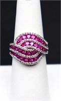 Sterling ruby dinner ring, lab grown