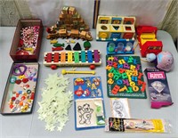 90's toy box blocks, crafts, toys, plastic jewelry
