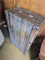 Vintage Flat Top Wooden Trunk