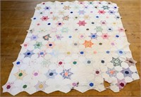Vntg hand stitched multicolor quilt, see photos