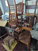 Eight Antique Chairs And One Antique Child's