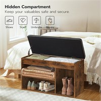 $123 Shoe Bench With Compartment Rustic Brown