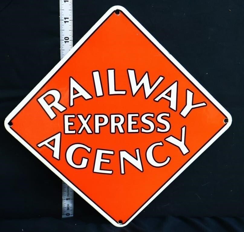 Porcelain Railway Express Agency sign