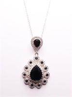 CARTIER STYLE BLACK SAPPHIRE NECKLACE, LAB GROWN