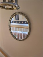 Large Oval Gilted Mirror In Stairway 38 In Long
