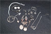 Large lot of sterling silver jewellery