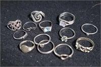 Large lot of sterling silver rings
