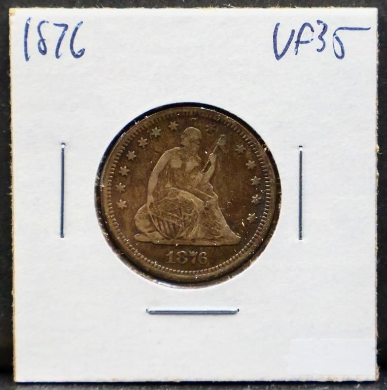 1876 seated liberty quarter