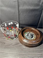 Mini Roulette Wheel & Gamblers Popcorn Bowl/Glass