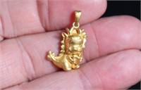 22k Gold dragon pendant