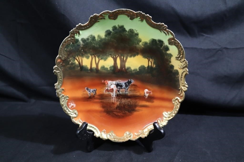 Royal Bayreuth cattle painted decorated plate