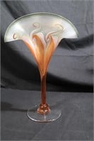 Vandermark Beautiful art glass signed fan vase