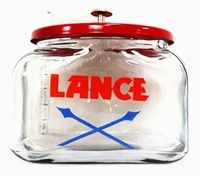 Square glass Lance canister w/ metal lid